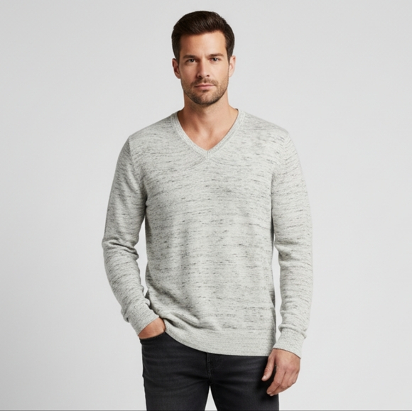 Merona Men's Light Gray V-Neck Pullover Sweatshirt Size Small - Picture 1 of 7